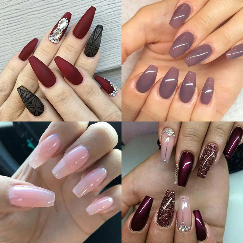 Tkgoes 600pcs Transpa Ballerina Nail Art Tips Coffin Fake Nails Tkgoes 600pcs Transpa Ballerina Nail Art Tips Coffin Fake Nails Flat Shape Full Acrylic False Manicure In From Beauty
