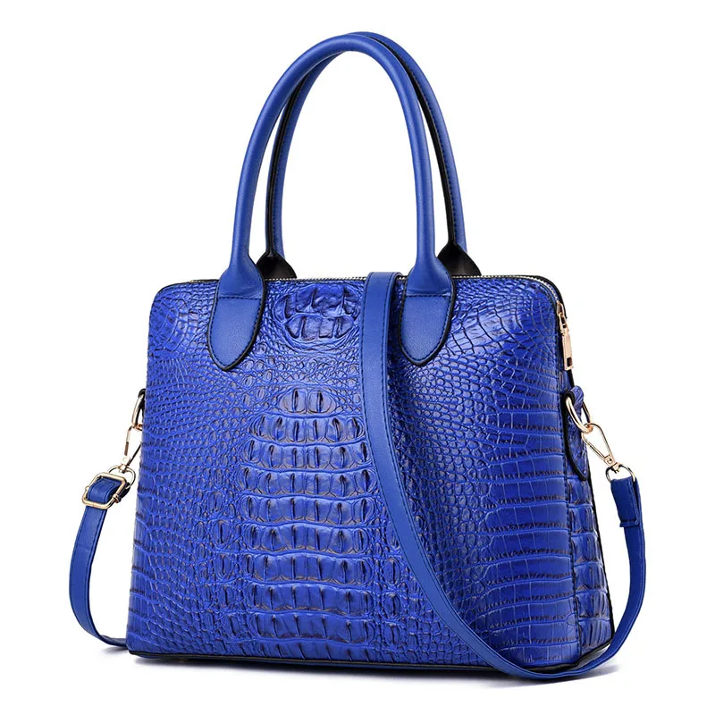 Для женщин из крокодиловой кожи сумки леди через плечо сумка Роскошный Дизайнер Женская сумка через плечо Feminina Новинка - Цвет: Синий