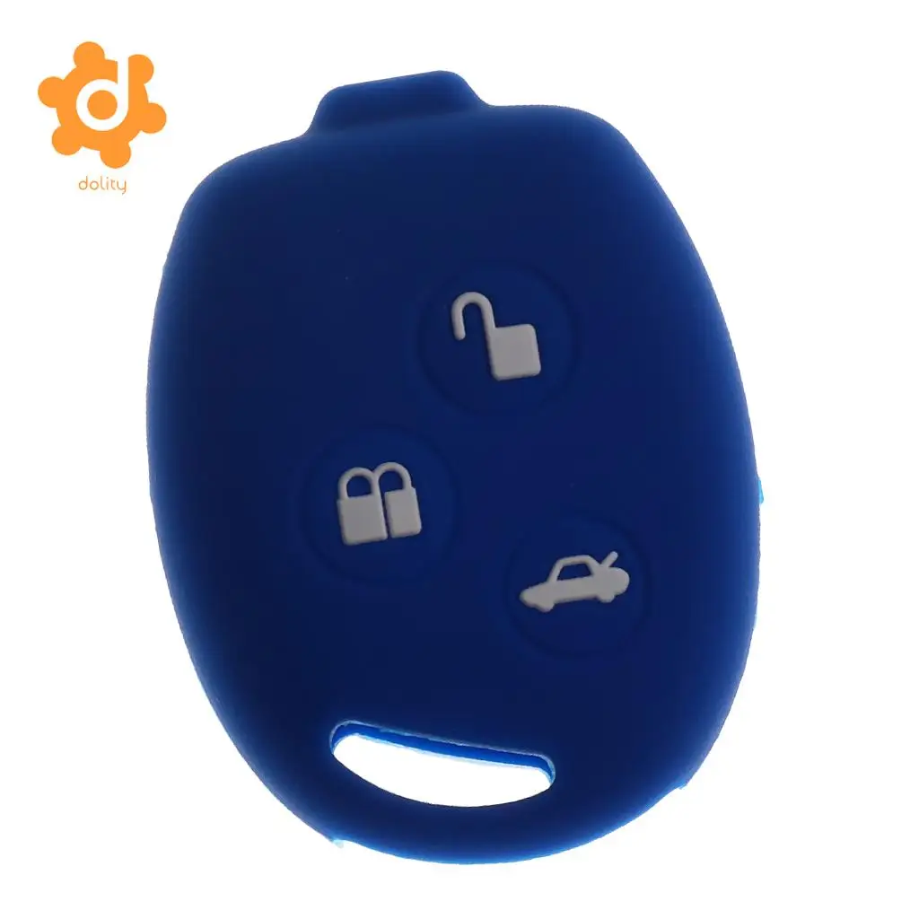 Car Key Shell Fob Case Cover Protector KP-102 for Ford Fiesta Blue+White