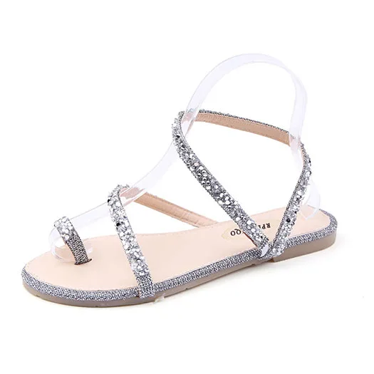 Bling Toe Ring Cheap Slip On Flat Shoes 