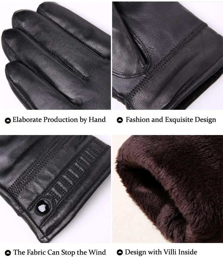 Элитный бренд Для мужчин перчатки модельер овчины из натуральной кожи перчатки теплые зимние для мужской теплый высокое качество варежки