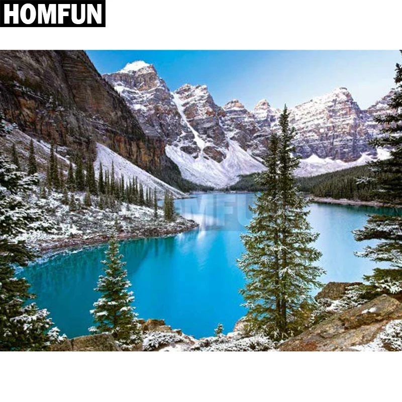 HOMFUN Full Square/Round Drill 5D DIY Diamond Painting &quotLake landscape&quot 3D Embroidery Cross Stitch Home Decor Gift A00136 | Дом и сад