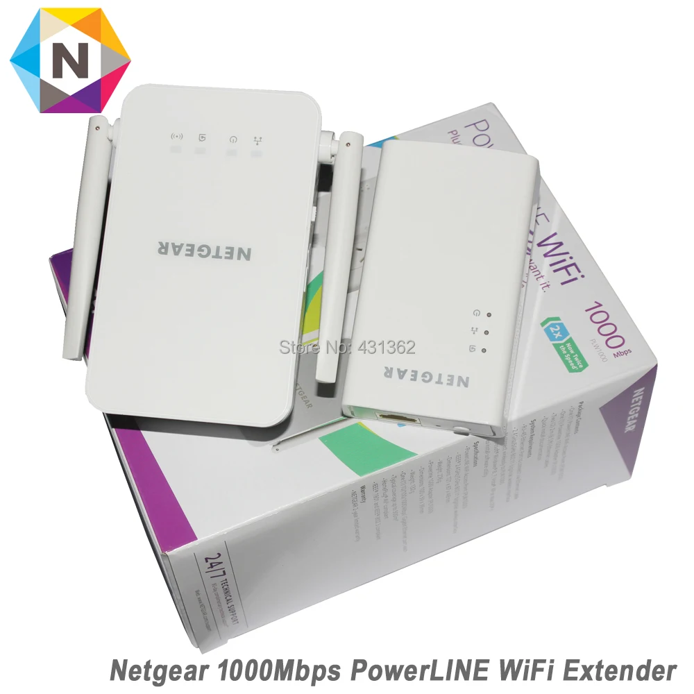 Wi Fi повторитель Netgear PowerLINE PLW1000 1000 Мбит/с 802.11b/g/n/AC|Сетевые адаптеры c передачей