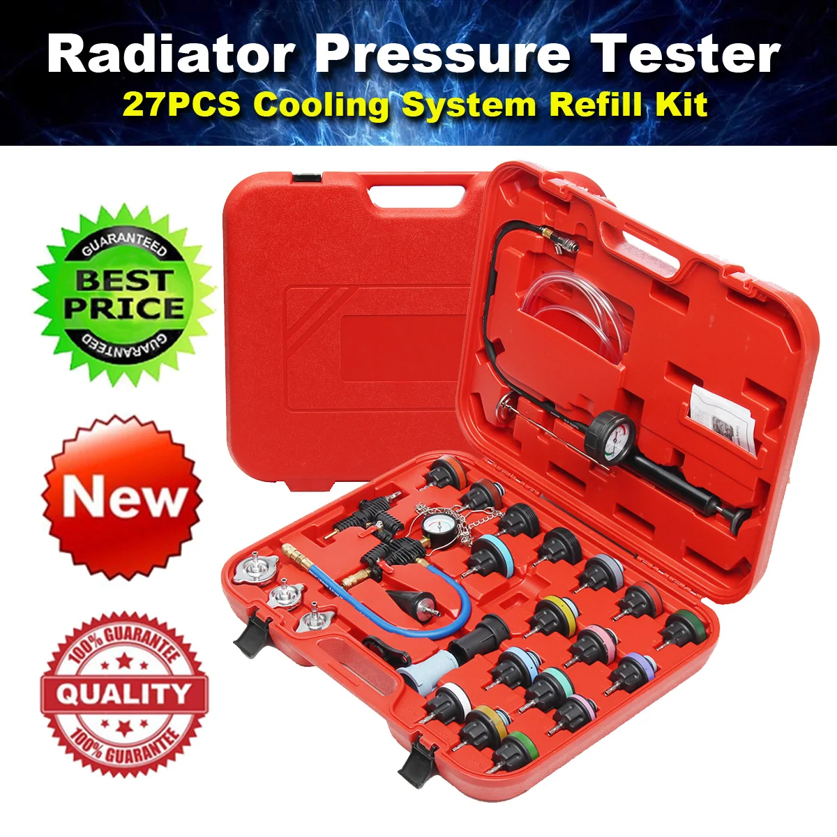 

27 Pcs Radiator Pressure Tester Vacuum Purge Cooling System Refill Tool Kit Auto Cooling System Coolant Vacuum Purge full set