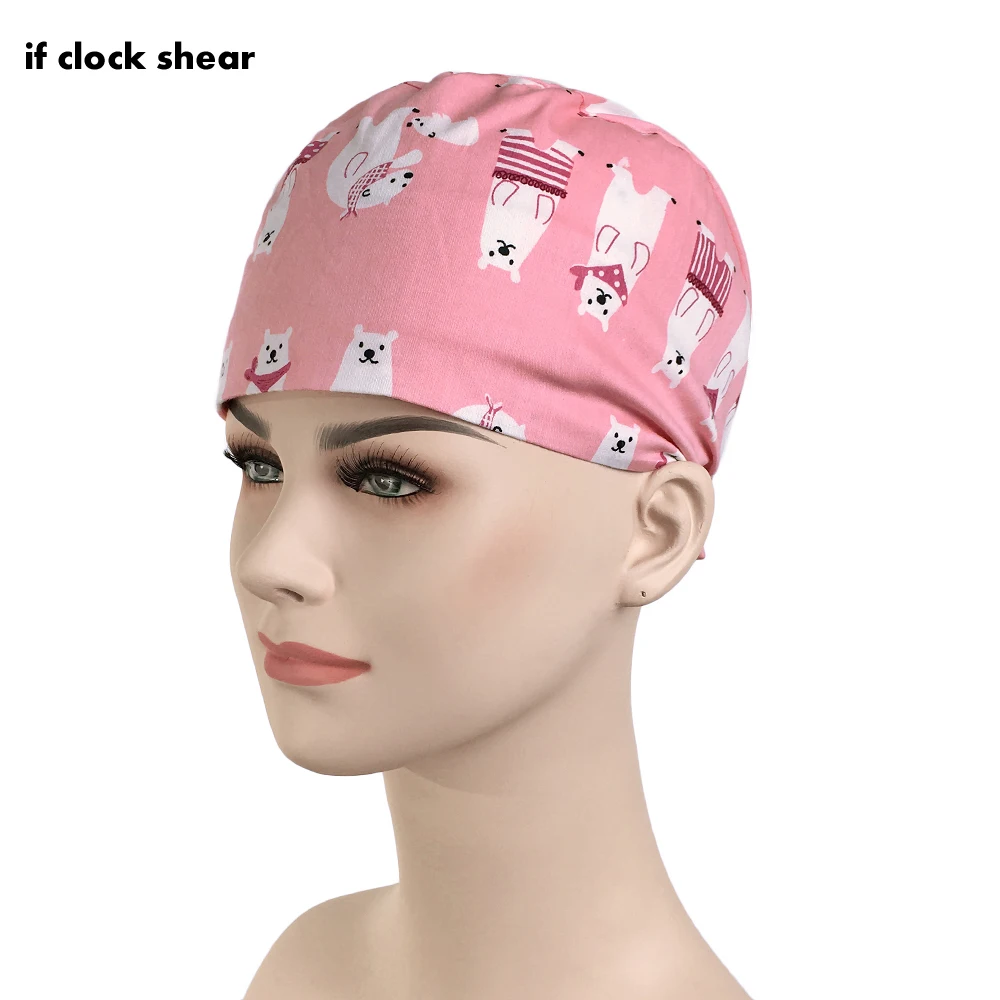 

Medical Operation Theater Cap New animal Prints Designer Surgical Caps 100% Cotton with Sweatband Pattern Elastic Surgeon Hat
