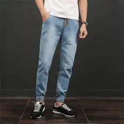 Модные для мужчин с ремешком карман повседневное узкие спортивные штаны джинсы, брюки, штаны homme de marque и брюки для девочек Кот pantolon erkek #3A03