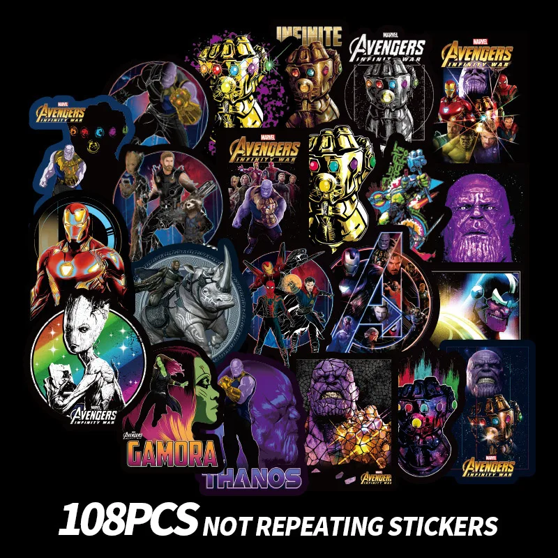 

50 108pcs Superhero Avengers Stickers One Piece Anime Naruto Graffiti Decal Sticker For Notebook PC Skateboard DIY Waterproof