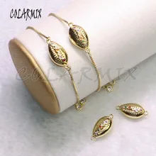 10 шт., золотые браслеты в виде раковины, радужные циркониевые аксессуары, летние украшения для матери, подарок, ювелирные изделия с кристаллами для женщин 9257