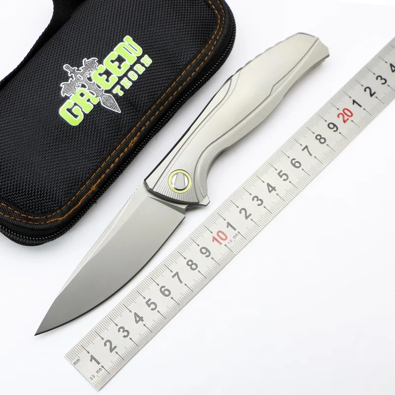 Складной нож Green thorn F7 С флиппером лезвие M390 TC4 титановая ручка карманный для