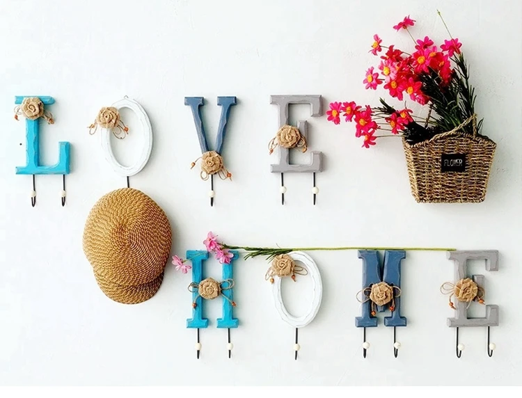 Креативные деревянные американские домашние любовные буквы крючки для куртки для шапки настенная вешалка декоративные крючки Eetryway прихожая