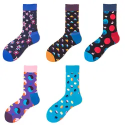 Рокботтом Марка Качество 1 пара хлопок Для мужчин носки 5 цветов Happy Веселые красочные носки звезды таблетки Носки Дизайнер DIY носки