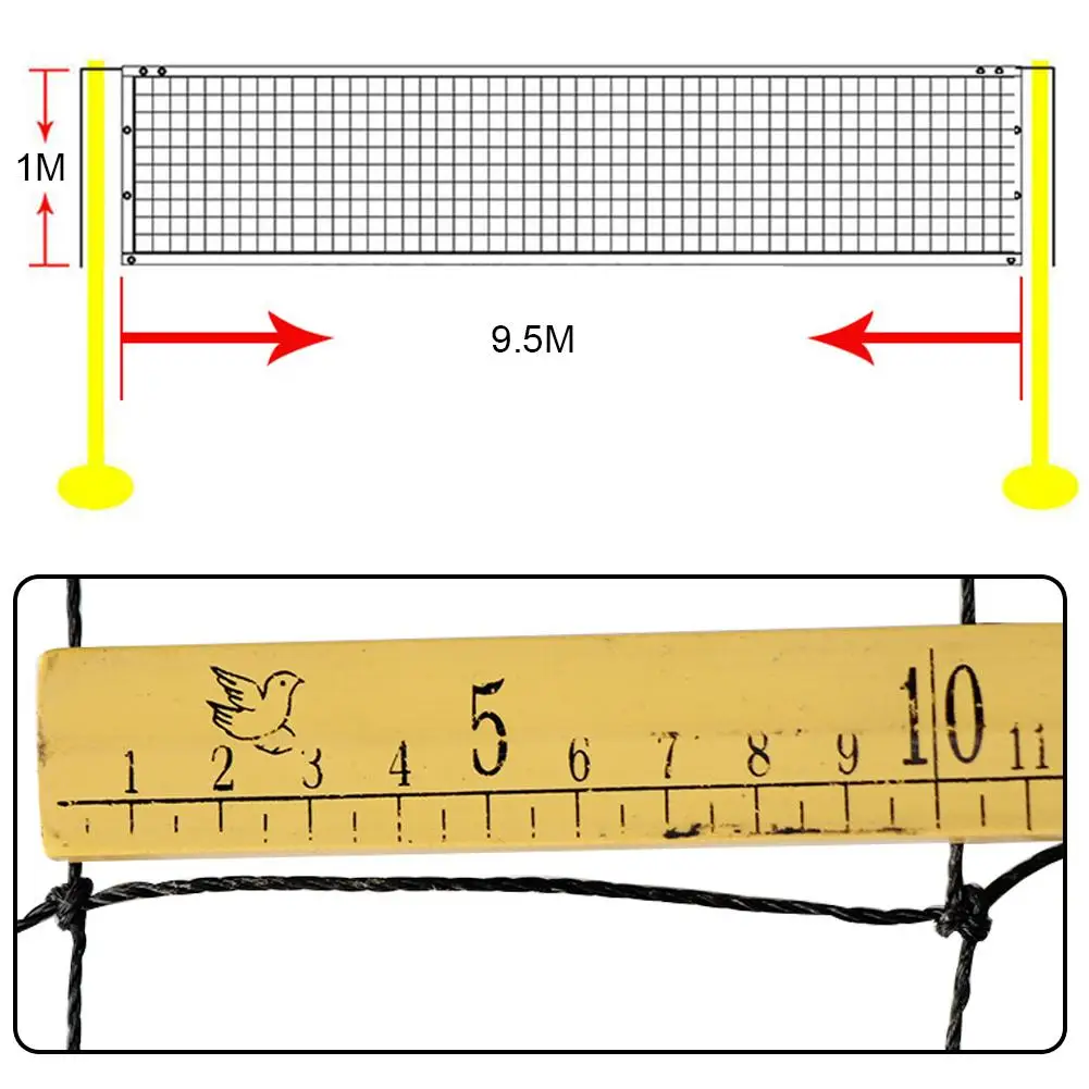 Портативная волейбольная сетка четырехсторонняя утолщенная парусиновая окантовка PE прочная стандартная волейбольная сетка для соревнований тренировок