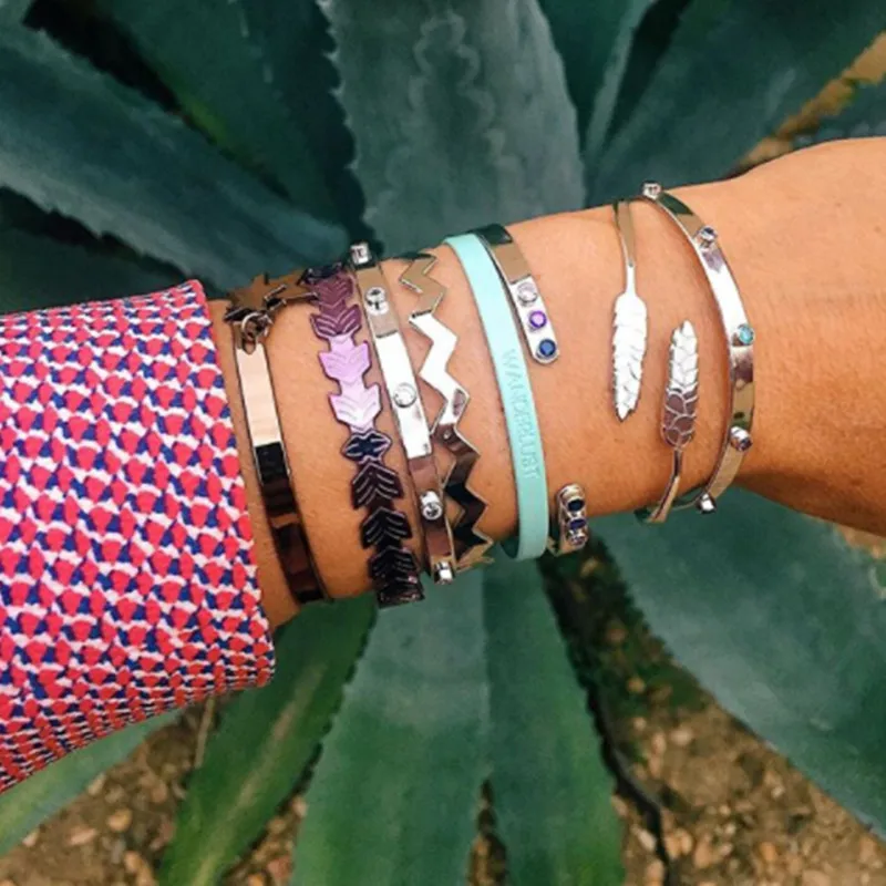 Регулируемый браслет из нержавеющей стали с 5 камнями 50 шт./лот|bracelets & bangles|stainless