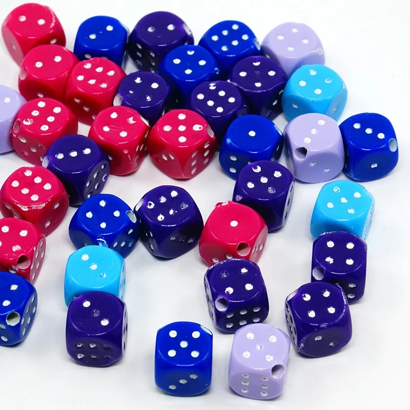 13x13x13mm about 500pcs/500g Mixed Color Acrylic Dice Jewelry Making