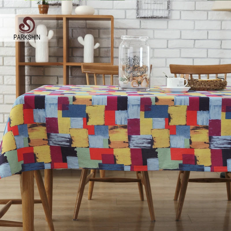 

Parkshin Nordic Style Colorful Art Table Cloth Clear Polyester Home Office Travel Fashion Party Table Cover 6 Sizes 1 Pcs