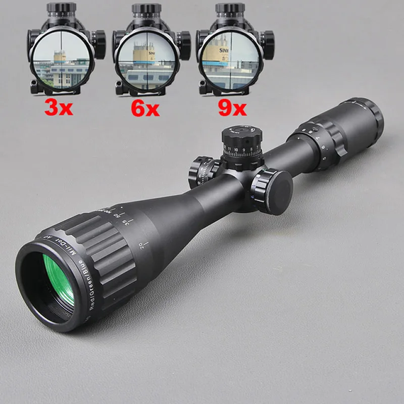 Tactical 3 9X40 Riflescope Tactical Optical Rifle Scope Red Green And