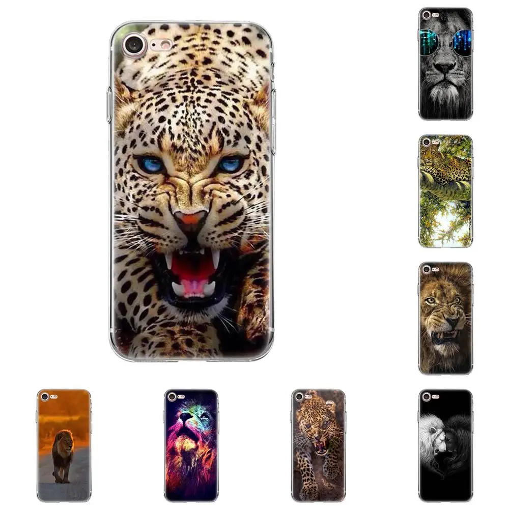 

Kmuysl For Apple iPhone 4 4S 5 5C 5S SE 6 6S 7 8 Plus X Soft TPU Art Print Cover Case Animal lions and cheetahs