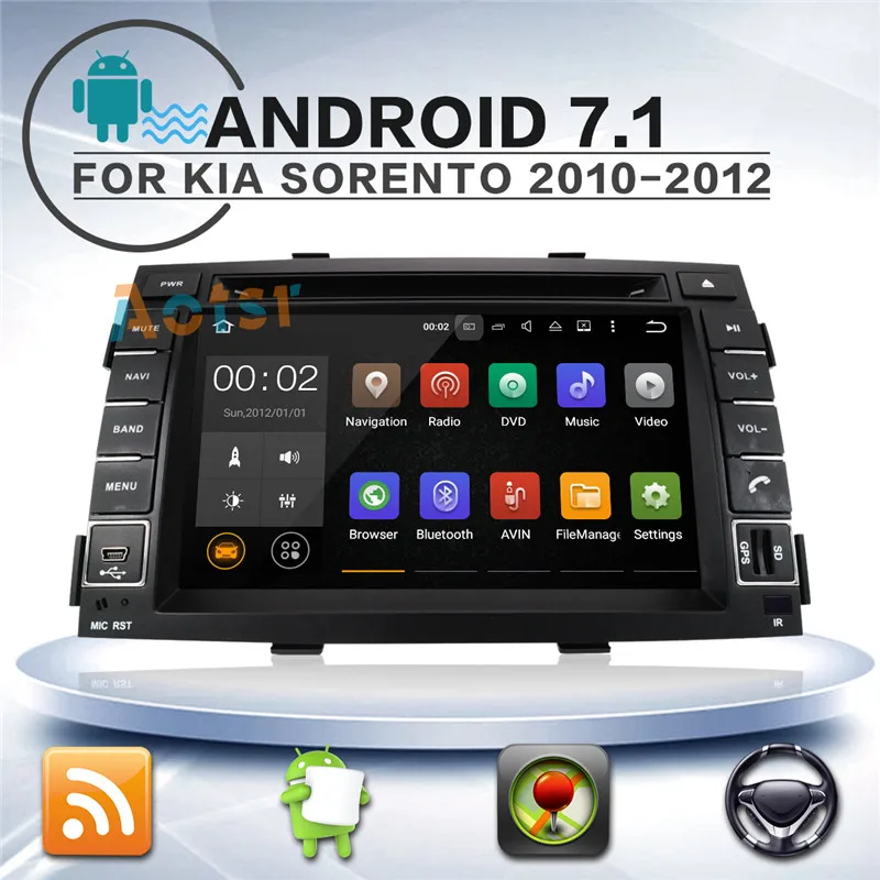 Discount 2G+32G android 7.1 car dvd for kia sorento 2010 2011 2012 2 din in dash car stereo gps nagavition headunit 6
