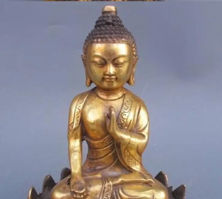 

S1902 9"Old Tibet Tibetan Buddhism Bronze Sakyamuni Shakyamuni Amitabha Buddha Statue