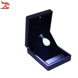 Темно-синие резиновые высокого светодиодный Кулон Коробка для коробки для упаковки ювелирных изделий подарок Spotlight коробка для сережек