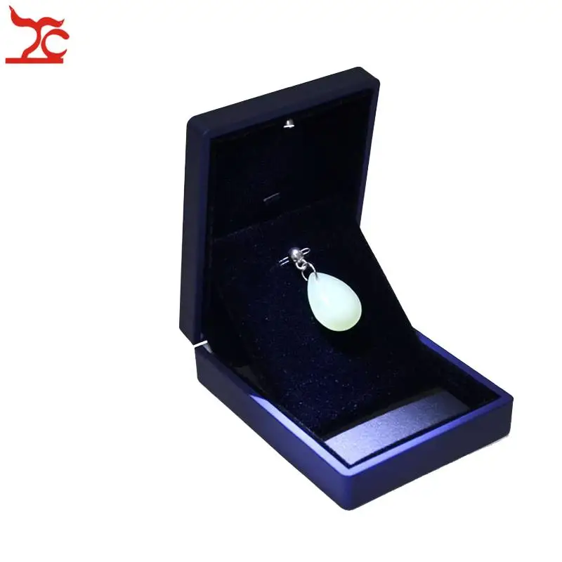 Navy Blue Rubber High LED Light Pendant Box For Jewelry Packaging Boxes 