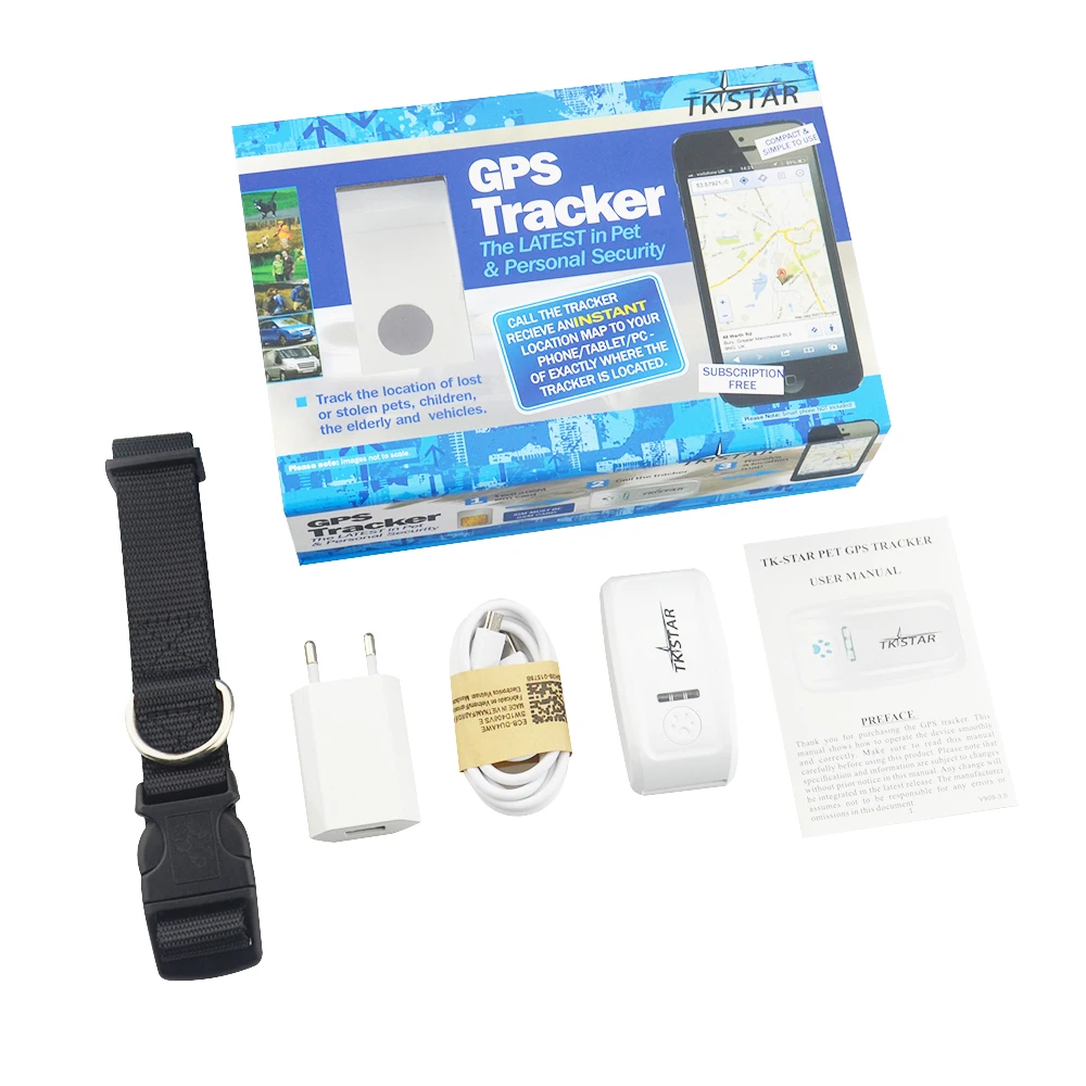 Mini TKStar GPS Tracker Locator TK909 with Pet Collar for Pets Cat Dog