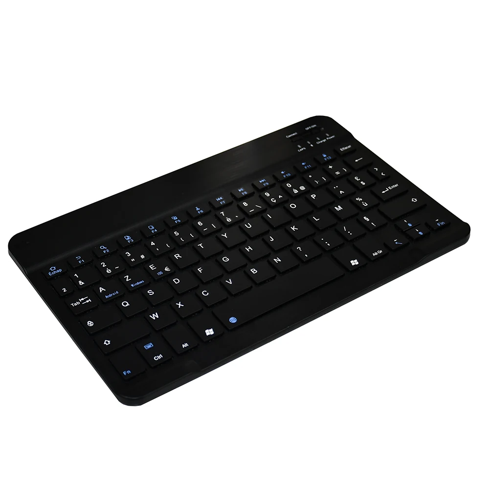 Zienstar 10inch Azerty Rechargeable French Aluminum Wireless  Bluetooth Keyboard Mouse Combo for IOS Android Tablet Windows PC mini computer keyboard