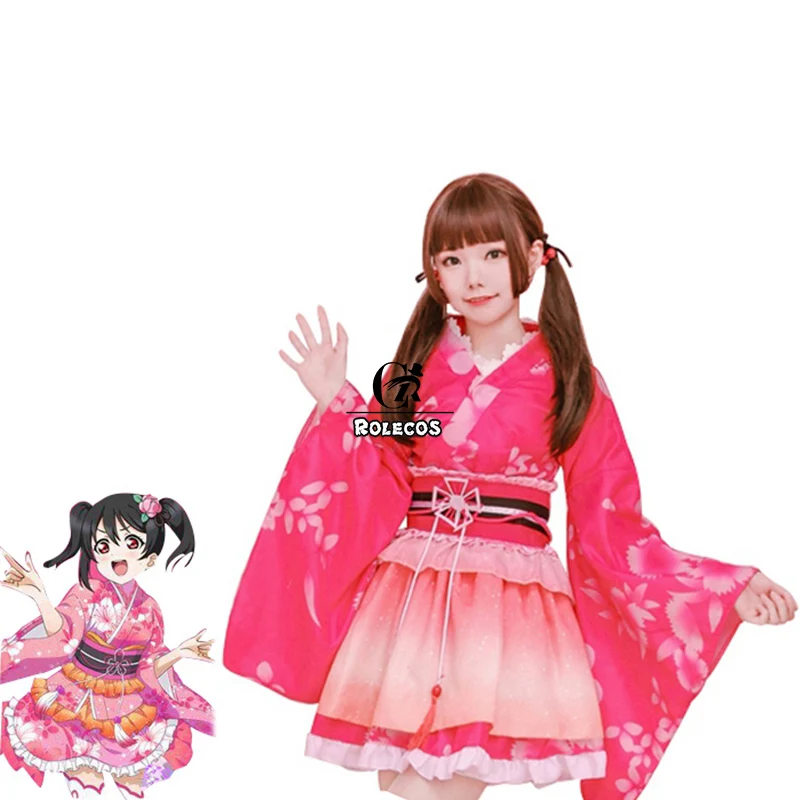 ROLECOS аниме Love Live Косплей Костюм Платье Tojo Nozomi Nico Yazawa Kotori Minami кимоно женское платье