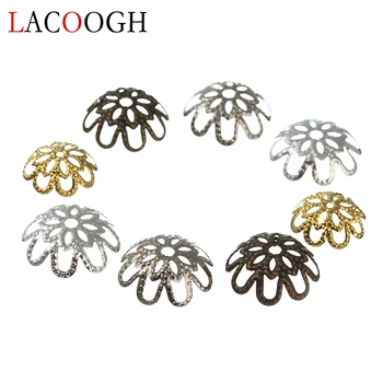 

Hollow Flower Filigree Bead Caps End Caps 14*5mm Gold Silver Bronze Rhodium Color 500pcs/lot for DIY Jewelry Making Findings