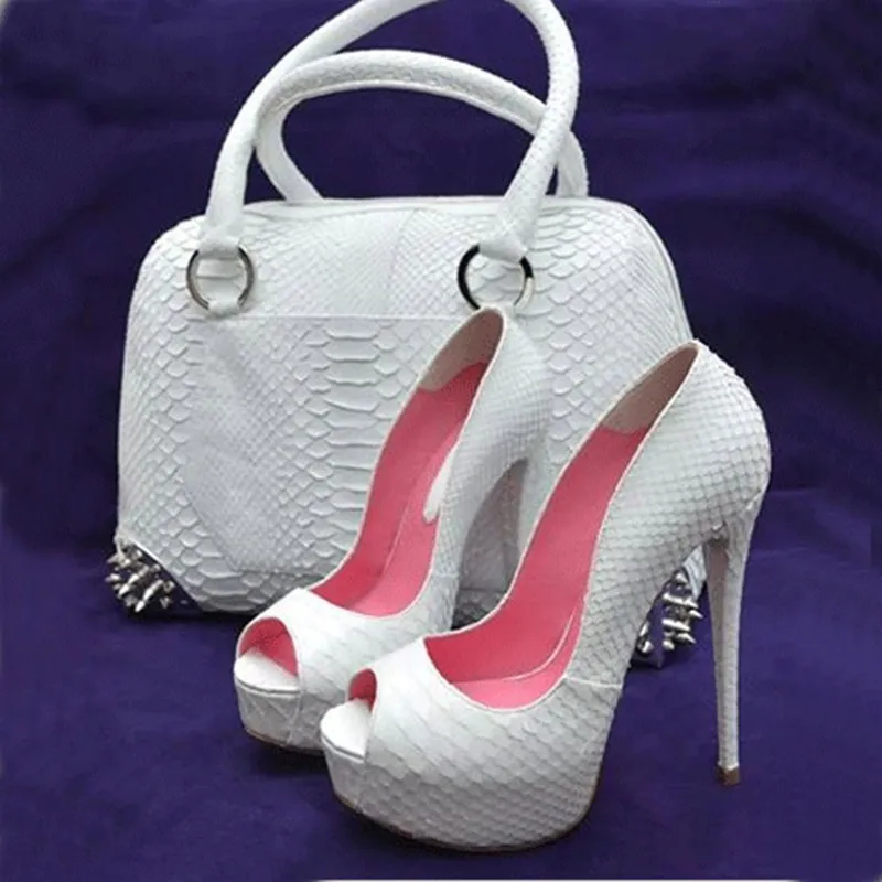 

GOOFLORON NEW,Women's sandals, white serpentine fabric, 12.5cm high heels, open-toed high heels, women's shoes.