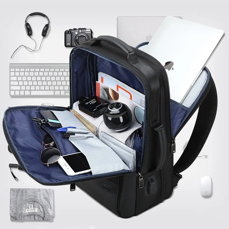  BOPAI 2019 Backpack Men Enlarge Anti theft Business Backpack for 15.6inch Laptop Black Back Pack Sc