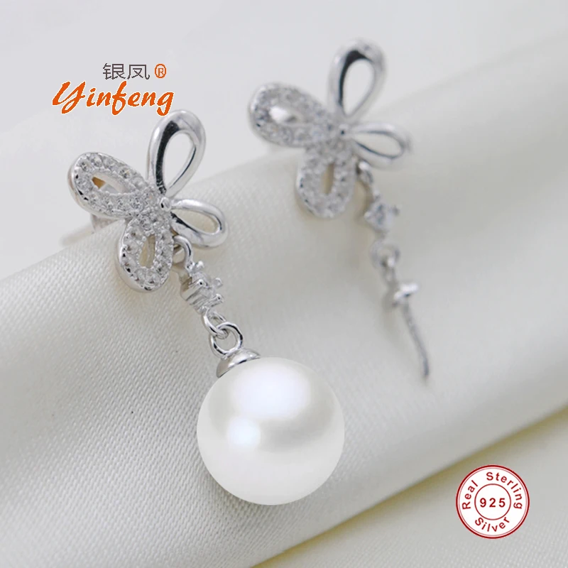 

[MeiBaPJ]Genuine freshwater pearl earrings for women high quality 925 sterling silver butterfly stud earrings pearl jewelry