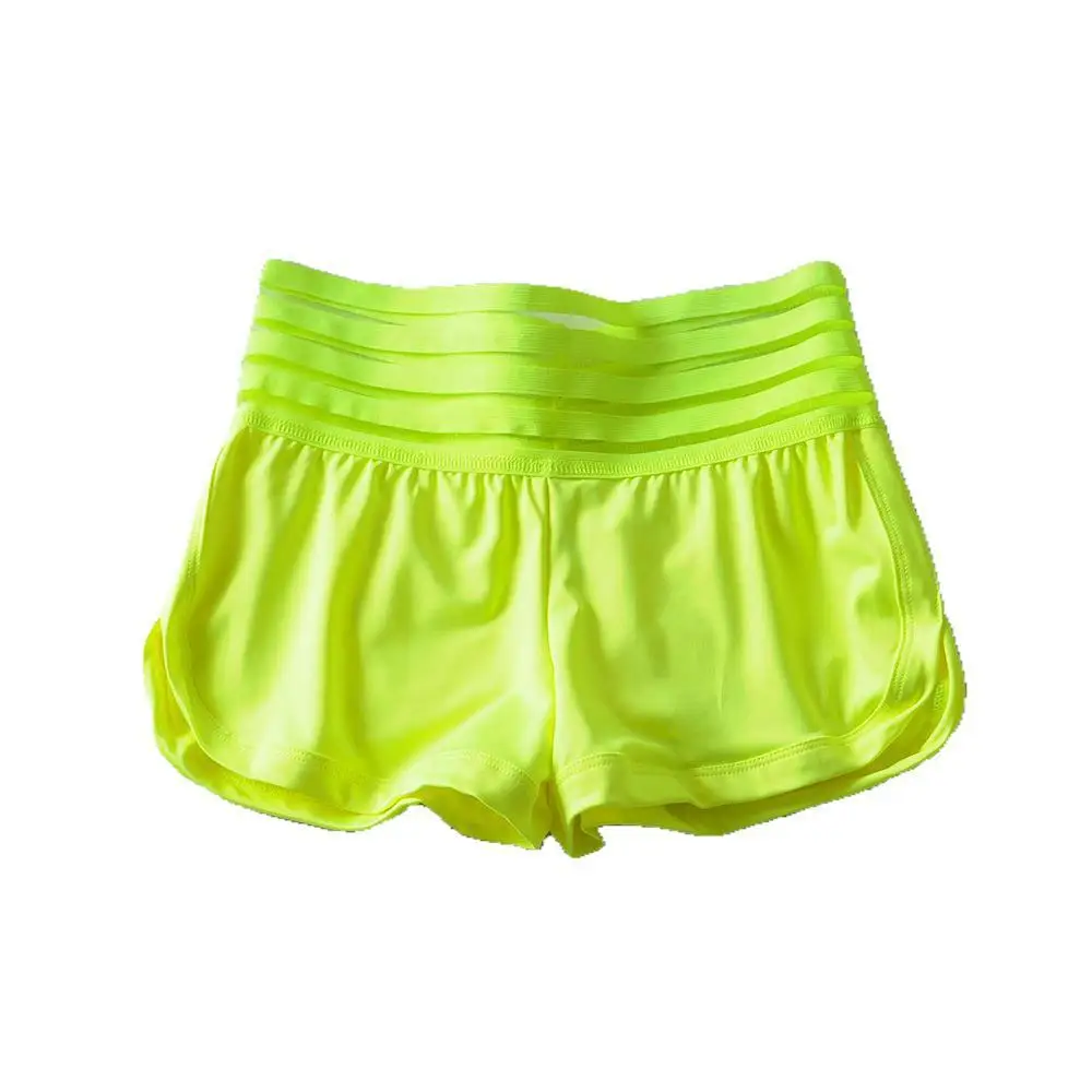 Summer Neon Green Pockets Shorts For Women Workout Mesh High Waist Push Up Shorts Fashion Lady Fitness Casual Stretch Shorts