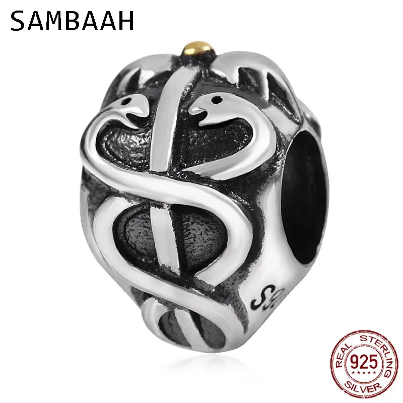 

Sambaah Life Saver Charm 925 Antique Sterling Silver Snake Beads fit Original Pandora Style Women Animal Silver Bracelet SS2579