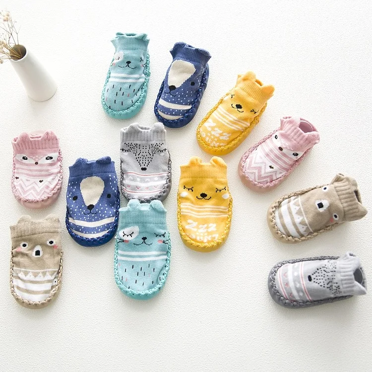 Забавные носки для новорожденных; сезон весна-осень-зима; нескользящие носки для маленьких мальчиков с резиновой подошвой; милые носки для маленьких девочек