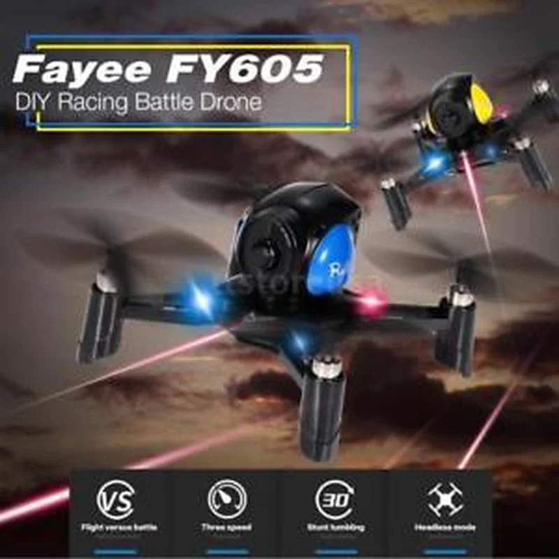 2 шт. DIY гоночный битва Quadcopter FY605 2,4G 4CH 6-Axis Gyro боевой Дрон игрушки для детей, подарки для детей мини дрона с дистанционным управлением Лидер продаж