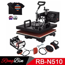 Double Display Slide Out Combo Heat Press Machine 5 in 1 Sublimation Heat Press Printer Cloth T-shirt Phone Case Mug Plate Cap