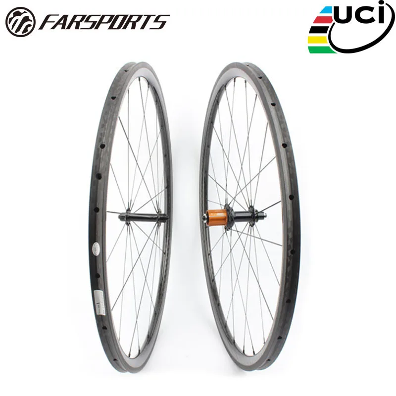 

Farsports FSC30-TM-23 ED huh 12k carbon bike wheels for road,30mm deep tubular super light 700c bicycle wheelset with ED hub