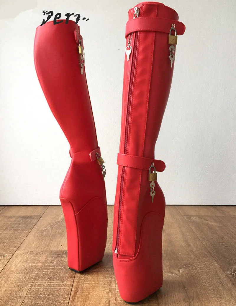 Красные матовые балетные сапоги на танкетке, фетиш, обувь на высоком каблуке 18 см, высокие сапоги на каблуке, женская зимняя обувь на шнуровке, большие размеры