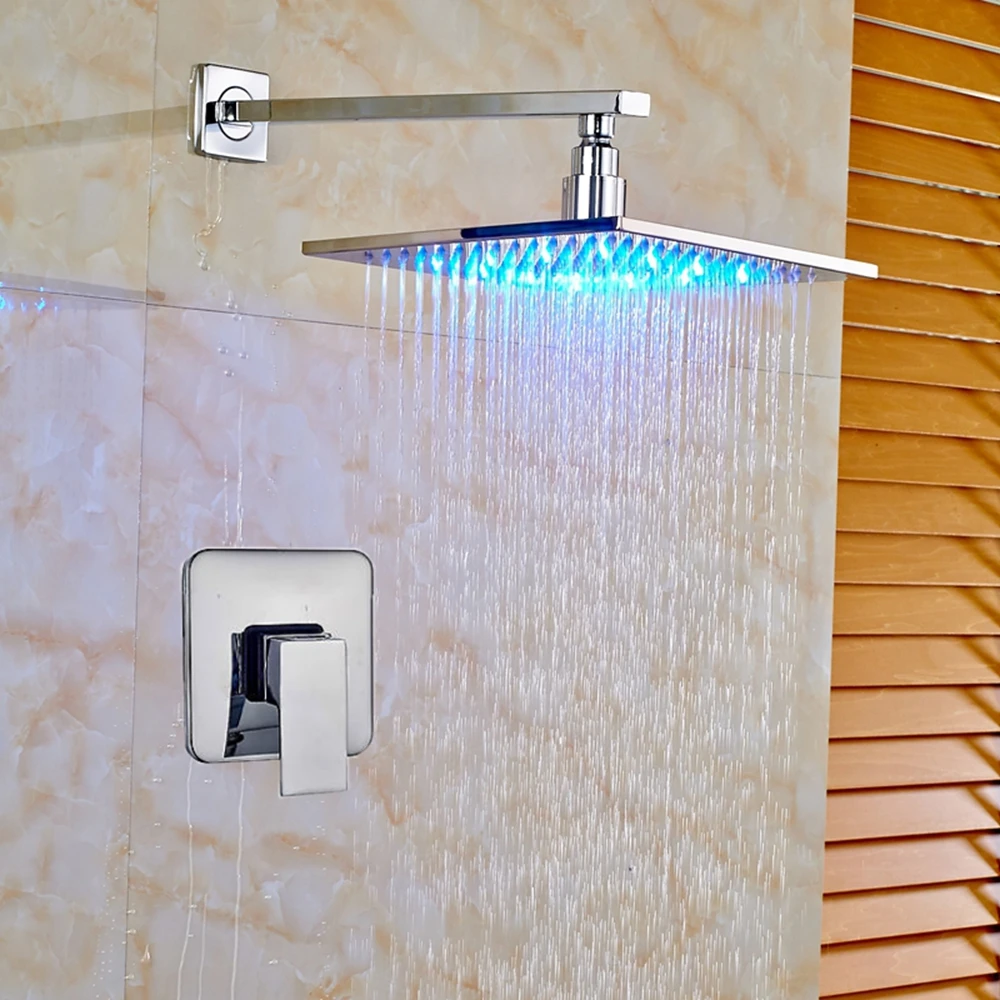 Newly Arrival Shower Faucet Mixer LED Changing Wall Mount Chrome Finish Shower Faucet Tapshower