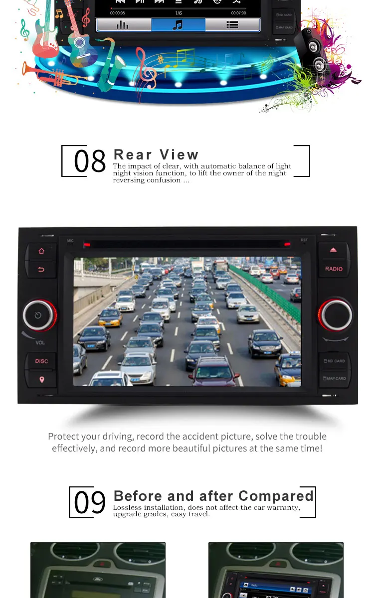 Discount TOPBSNA Car multimedia Player For Ford Mondeo S-max Focus C-MAX Galaxy Fiesta transit Fusion Connect kuga 2 din Car Radio Stereo 5