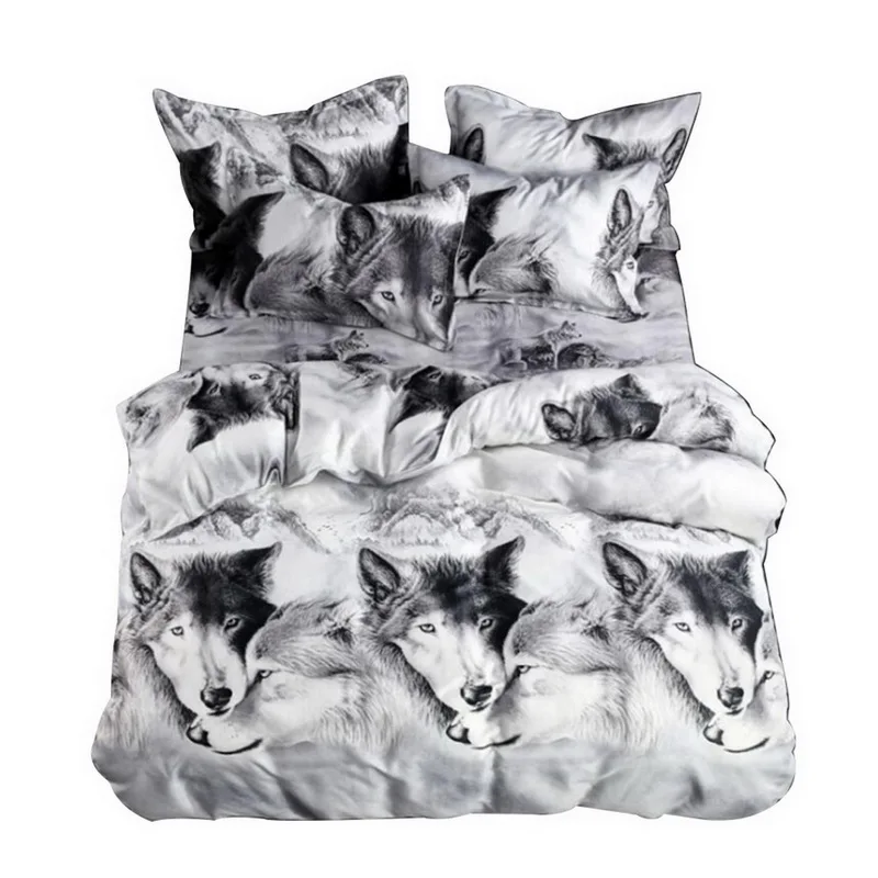 

HIFUAR 3D Wolf animal Bedding Set Reactive printing Fashion luxury Home textile Duvet Cover Bed Linen Sheet Soft Comfortable