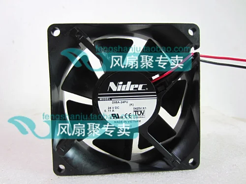 24 pu 8 cm 8025 24 v 0.11 A 80 80 25 mm double ball bearing cooling fan 2 line Original Nidec D08A