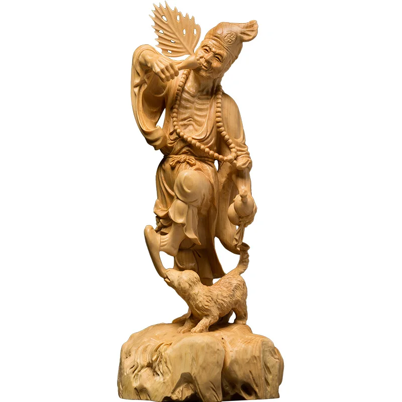 Chinese Antique Boxwood Hand-carved beautiful Female flowers Home Decoration