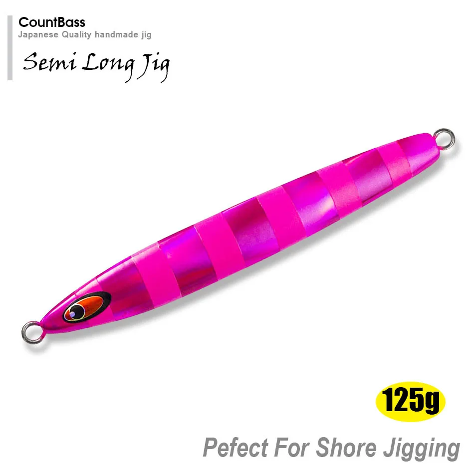

1pc 125g Countbass Long Jigging Lures, Glow stripe color offered, Saterwater Slow Jig, Metal Fishing Jigs, Lead Fish Bait