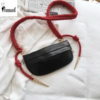 

FUNMARDI Lady Chest Bags Fashion Weaving Belt Waist Bag For Women Shoulder Bag Zipper Phone Waist Packs Crossbody Bag WLHB1910