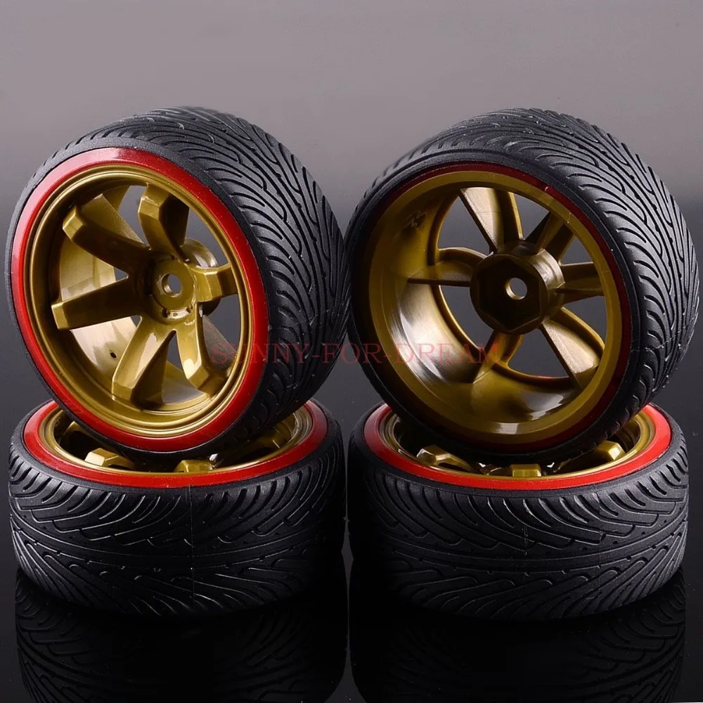 

4Pcs RC 1:10 Drift Car Plastic Wheel Rim &Tyre tires For HSP 94123/94122/94103/D4/D3 5008LL