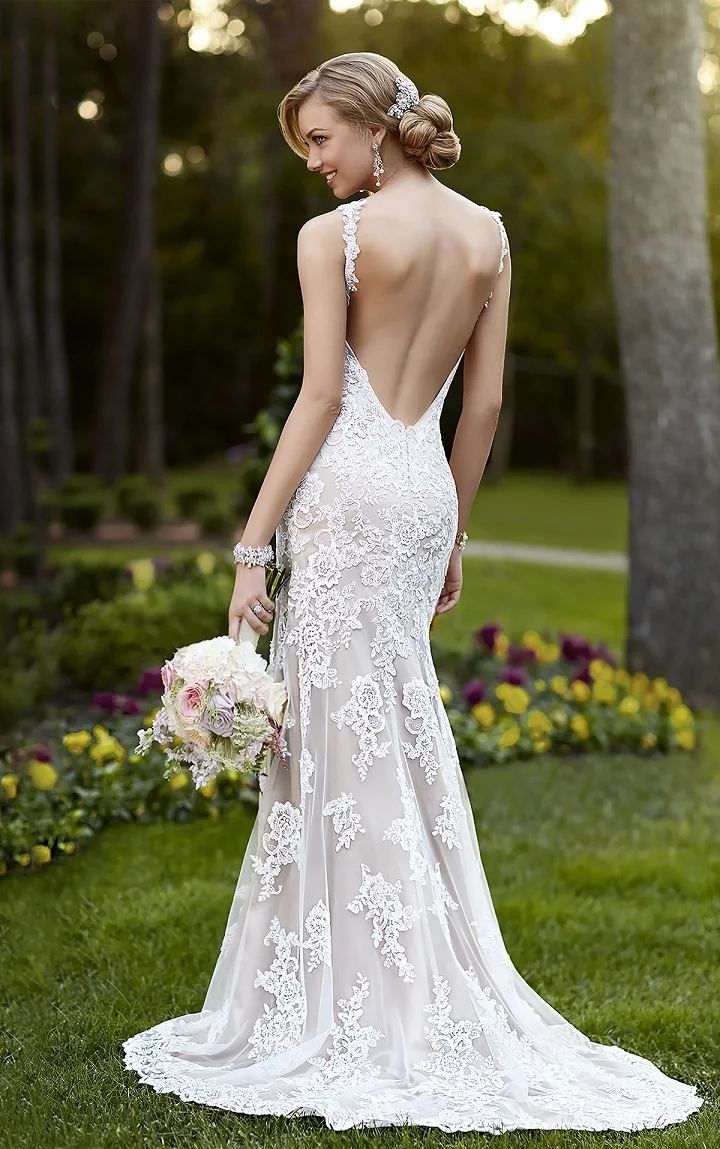 Robe de mariage pizzo sottile schiena nuda abiti da sposa sexy backless  abito da sposa con cinghie custom made MG385|backless bridal gown|bridal  gownbare back wedding dress - AliExpress