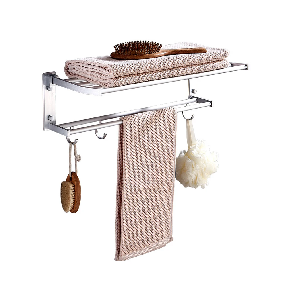 Billige Hohe Qualität 40cm Wand Raum Aluminium Silber Oberfläche Handtuch Bars Handtuch Hanger Einstellbare Handtuch Rack mit Haken
