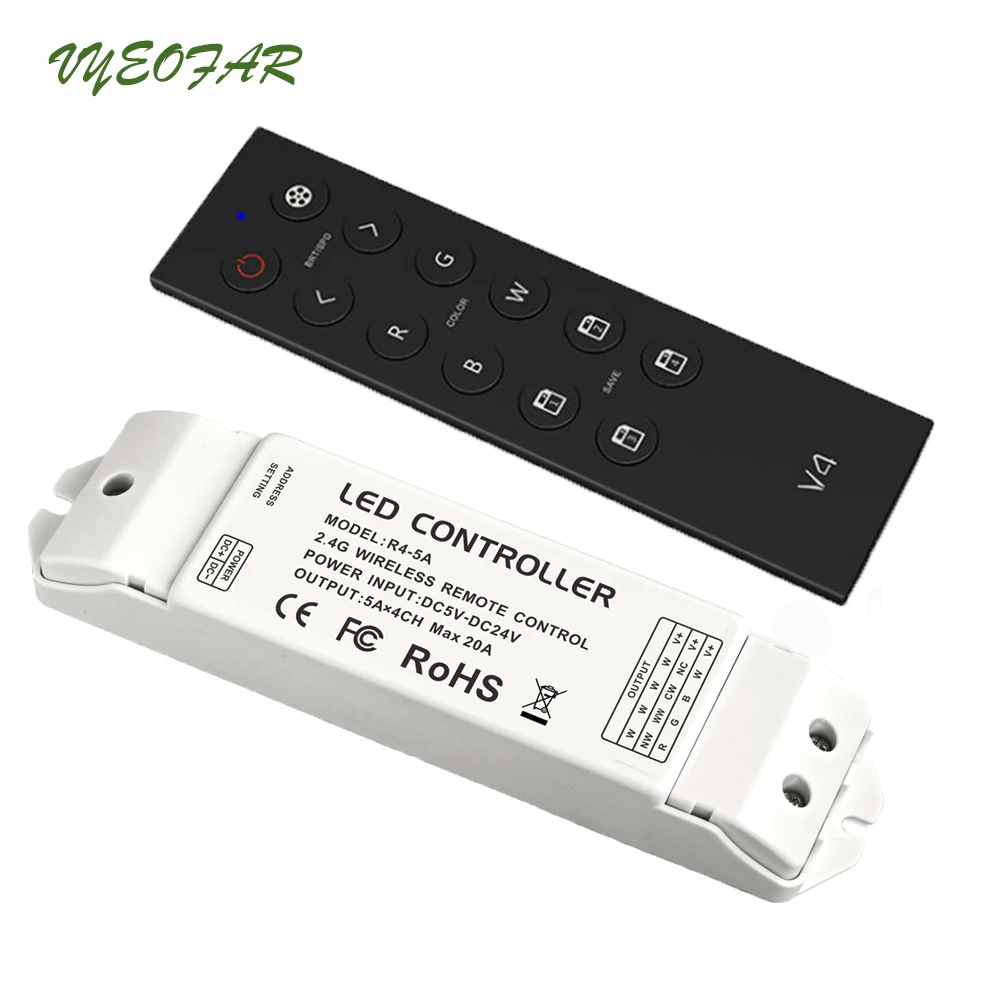 

LTECH LED RGB RGBW Strip Controller V4 RF wireless Remote R4-5A CV receiver R4-CC CC Receiver for RGB RGBW Strip Panle Light Use